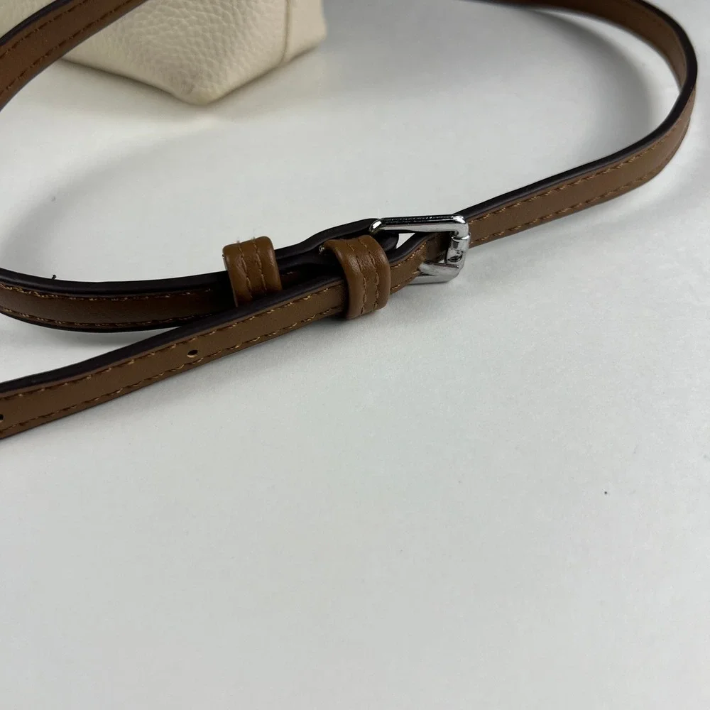 Crossbody Handbag Womens Small Cream Brown Pebbled Faux Leather Satchel VesaNa